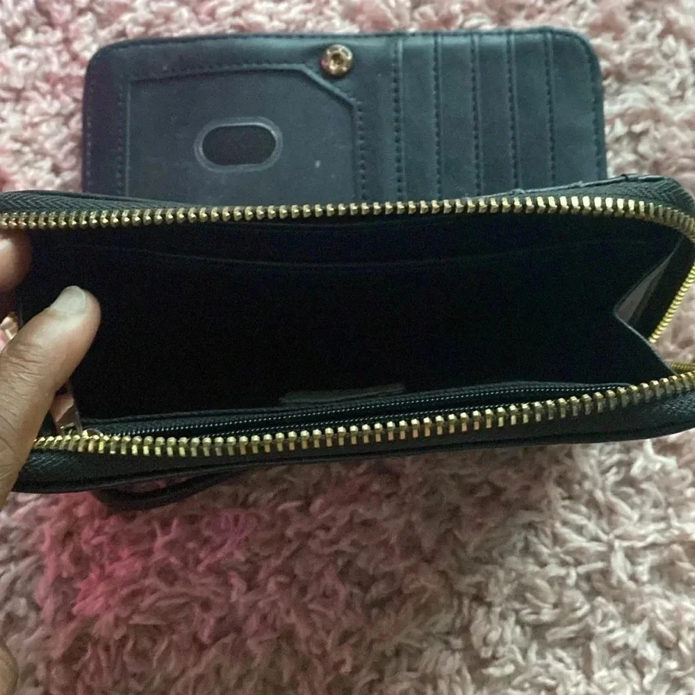 Black Faux Leather Wristlet